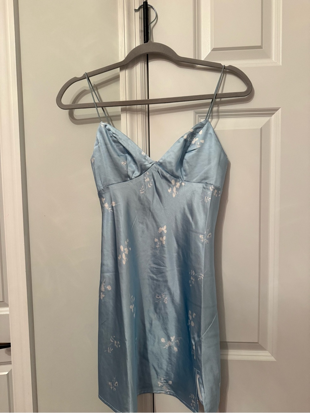 Princess Polly Light Blue Floral Satin Slip Dress